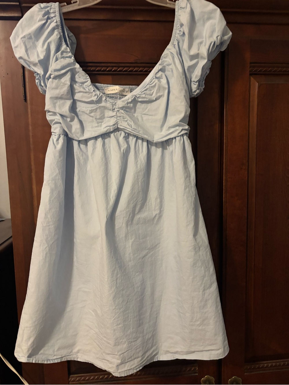 Altar’d StateLight Blue Smocked Ruffle Sleeve Dress medium